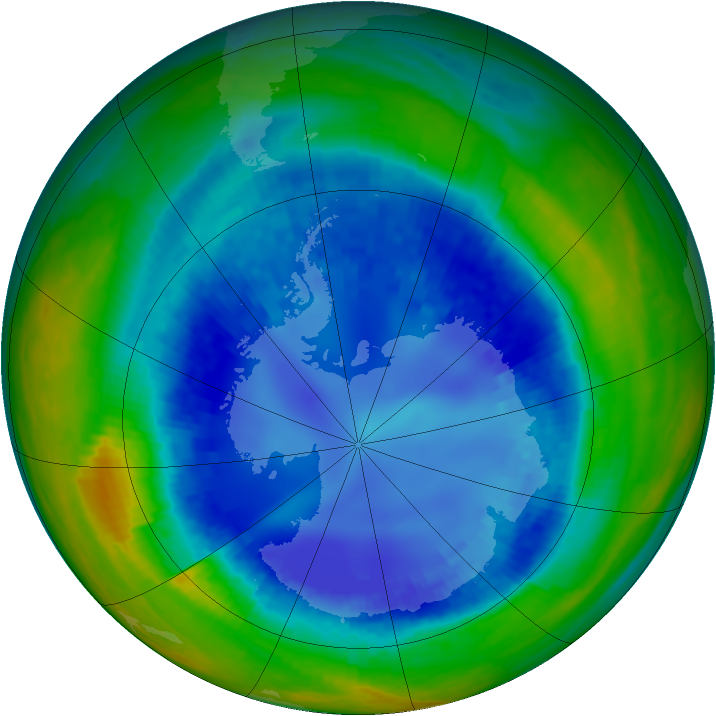Antarctic ozone map for 22 August 2003